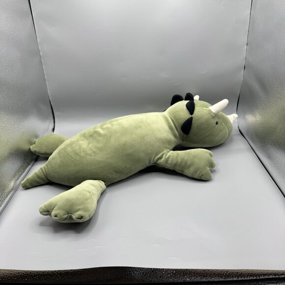 Pillowfort Weighted Plush Green Triceratops Dinosaur 3lb Throw Pillow 24" - Picture 6 of 10